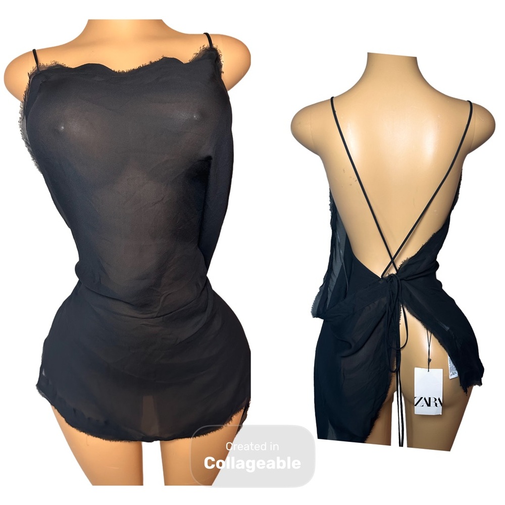 Zara Black Sheer Backless Top